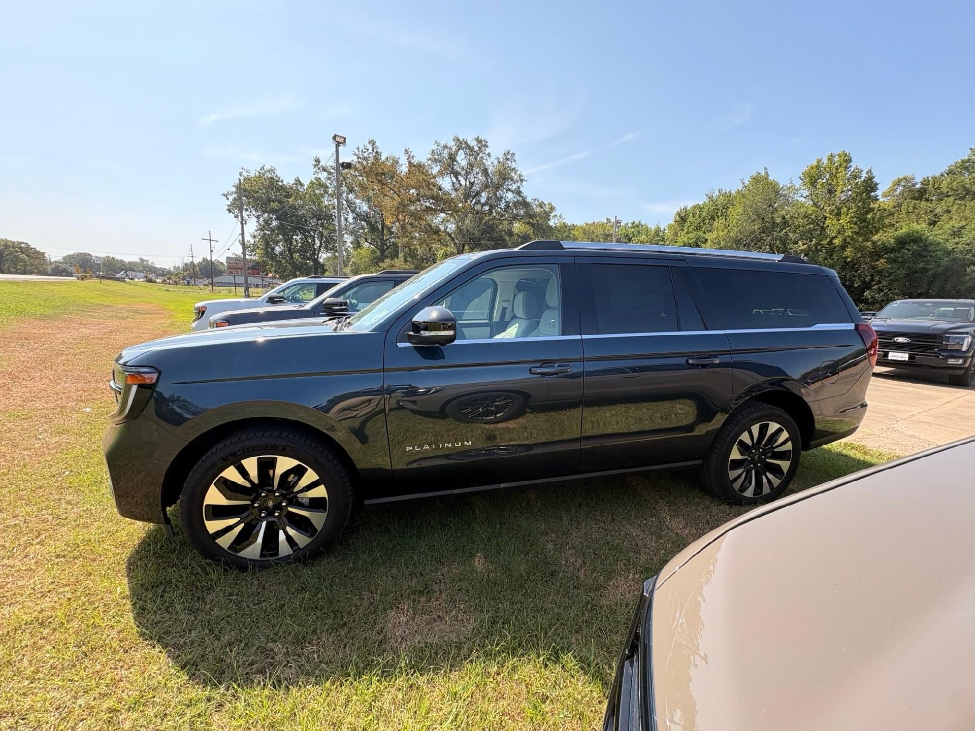 2026 Ford Expedition MAX Platinum in Stone Blue Metallic — front three-quarter view