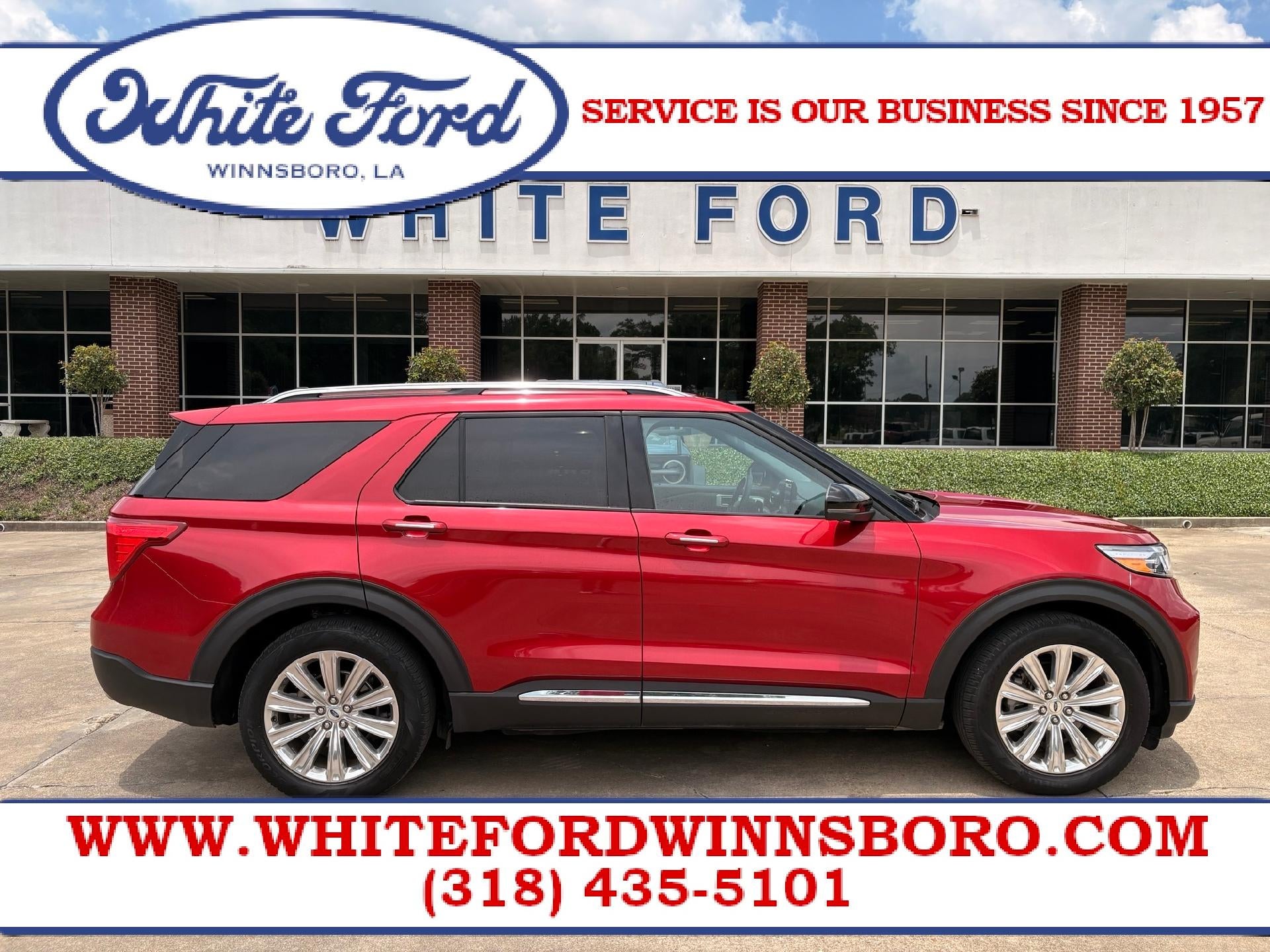 2023 Ford Explorer Limited RWD in Red — front three-quarter view